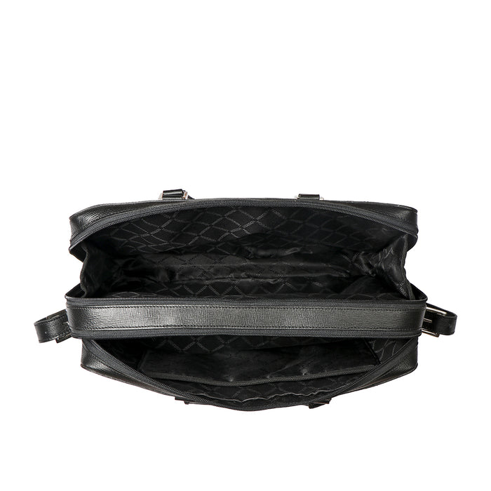 Enzo 01 Black Leather  Laptop Bag