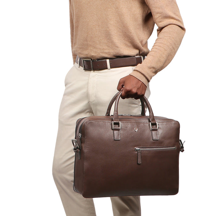 Enzo 01 Brown Leather  Laptop Bag