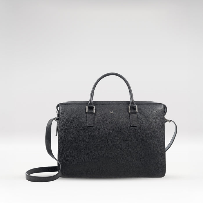 Enzo 02 Black Leather  Laptop Bag