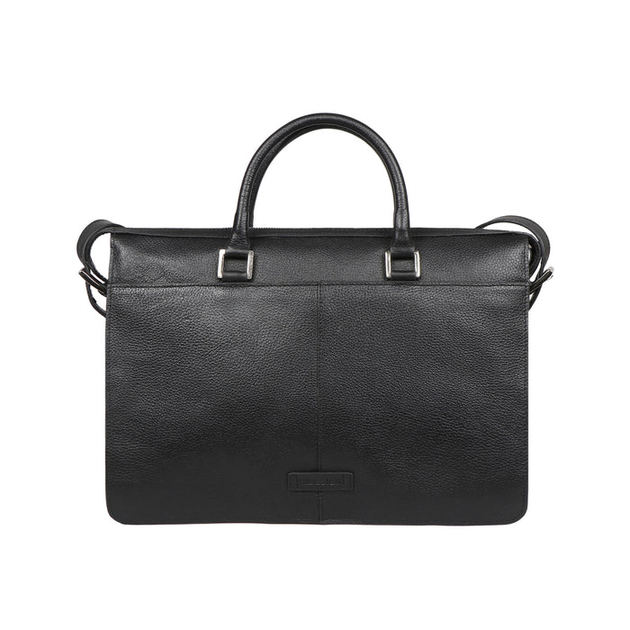 Enzo 02 Black Leather  Laptop Bag