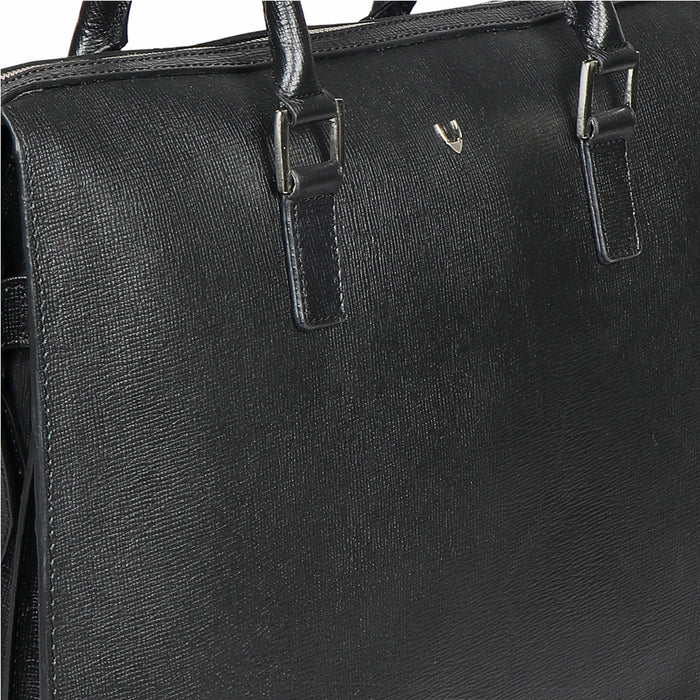 Enzo 02 Black Leather  Laptop Bag