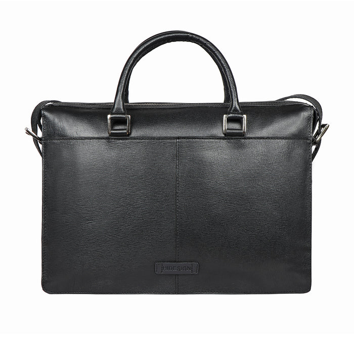 Enzo 02 Black Leather  Laptop Bag