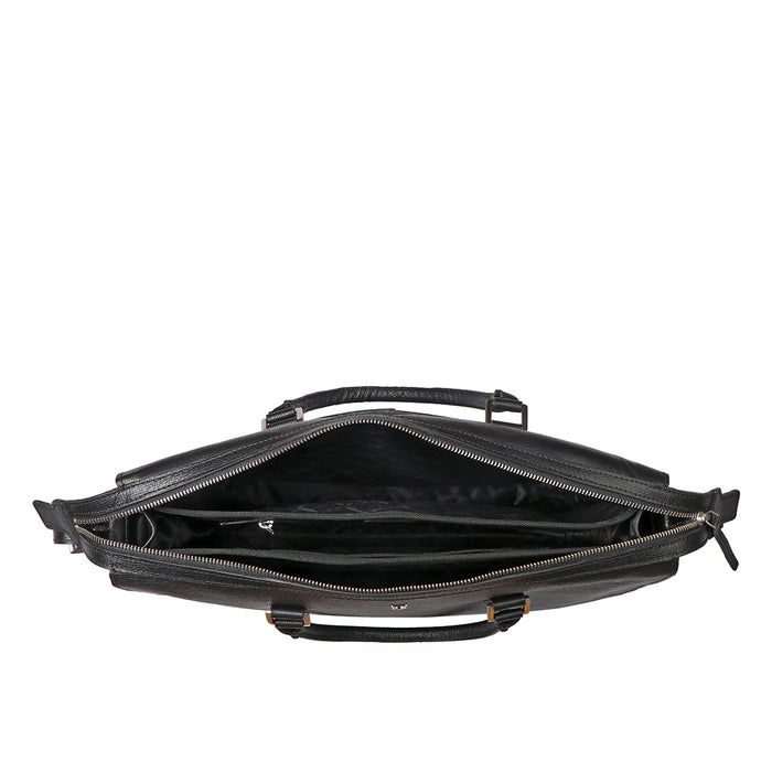 Enzo 02 Black Leather  Laptop Bag