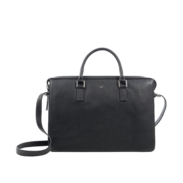 Enzo 02 Black Leather  Laptop Bag