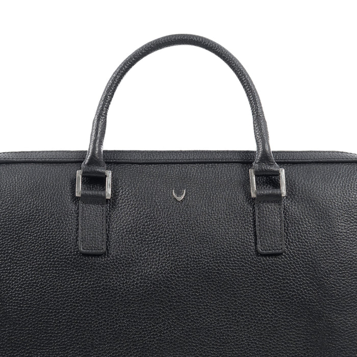 Enzo 02 Black Leather  Laptop Bag