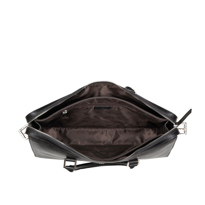 Enzo 02 Black Leather  Laptop Bag