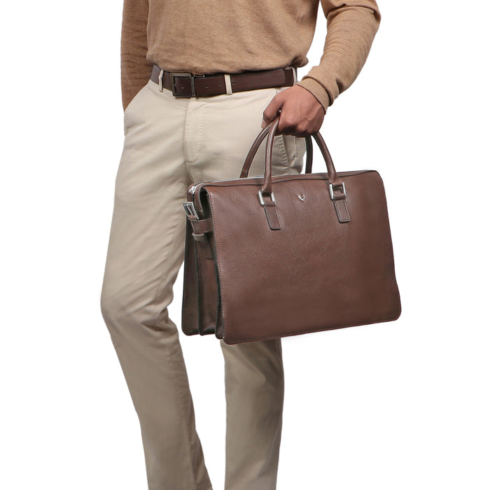 Enzo 02 Brown Leather  Laptop Bag