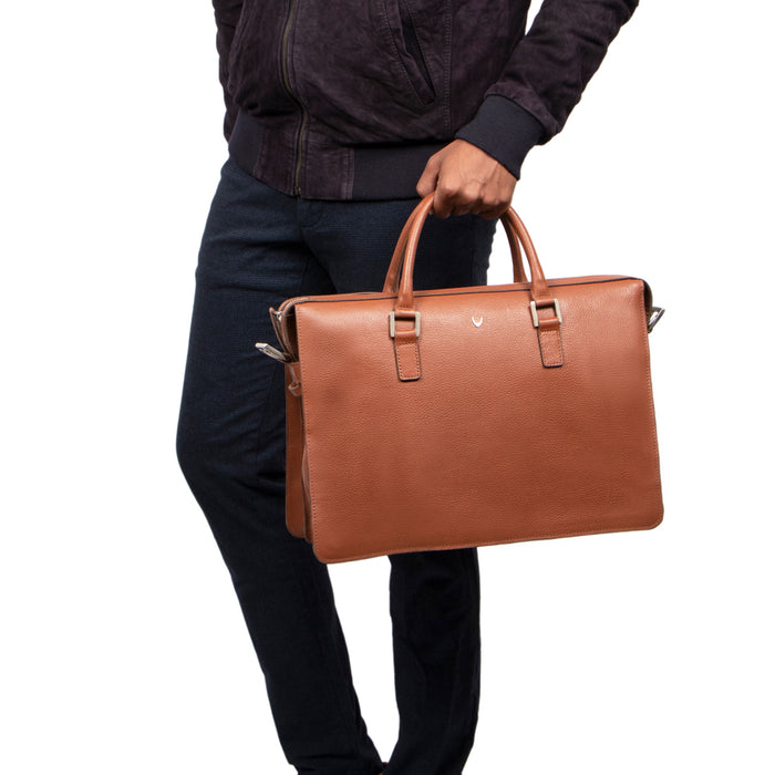 Enzo 02 Tan Leather  Laptop Bag