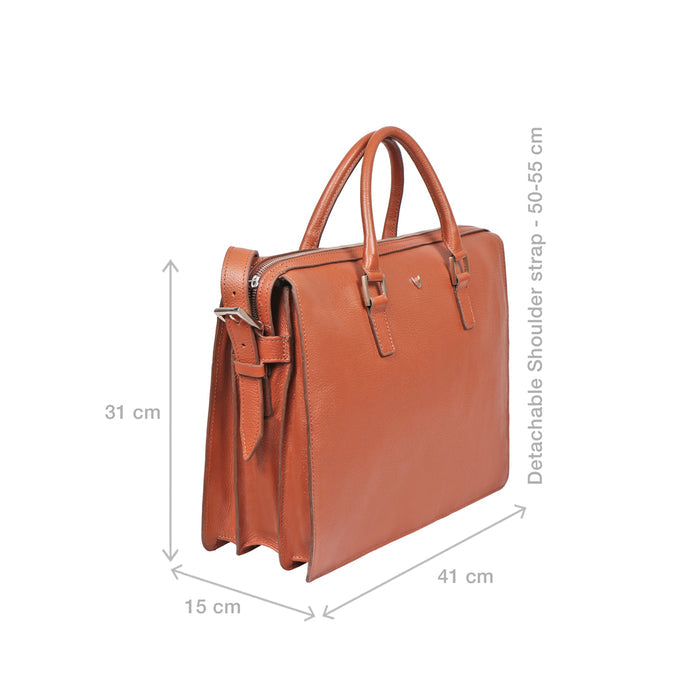 Enzo 02 Tan Leather  Laptop Bag