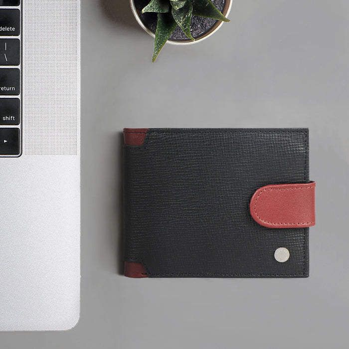 Enzo W2 Black Leather Bi-Fold Wallet