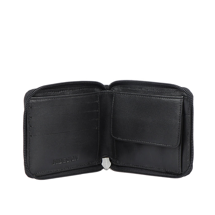 Enzo W3 Black Leather Zip Around Wallet