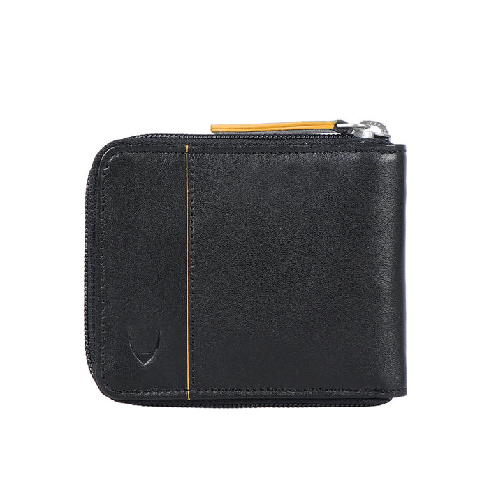 Enzo W3 Black Leather Zip Around Wallet