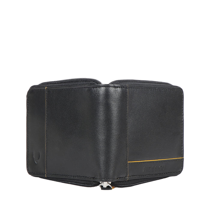 Enzo W3 Black Leather Zip Around Wallet