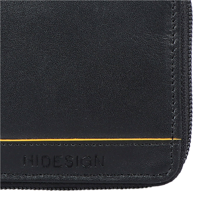 Enzo W3 Black Leather Zip Around Wallet