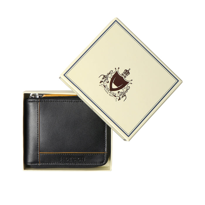 Enzo W3 Black Leather Zip Around Wallet