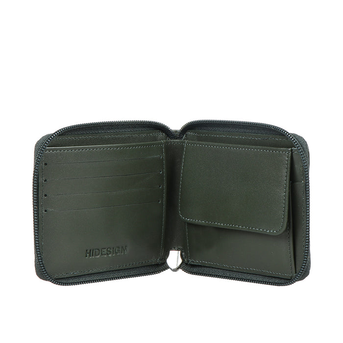 Enzo W3 Green Leather Zip Around Wallet