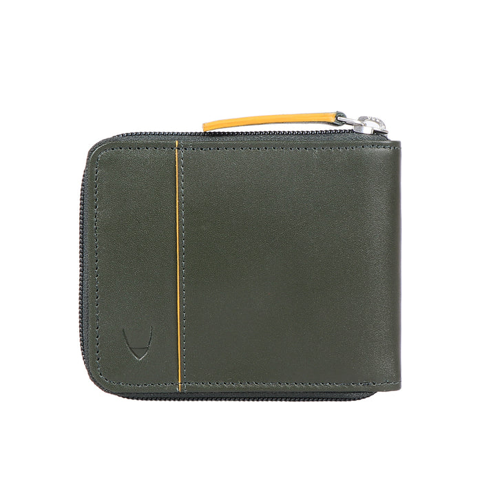Enzo W3 Green Leather Zip Around Wallet