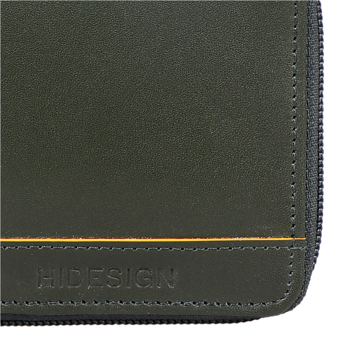 Enzo W3 Green Leather Zip Around Wallet