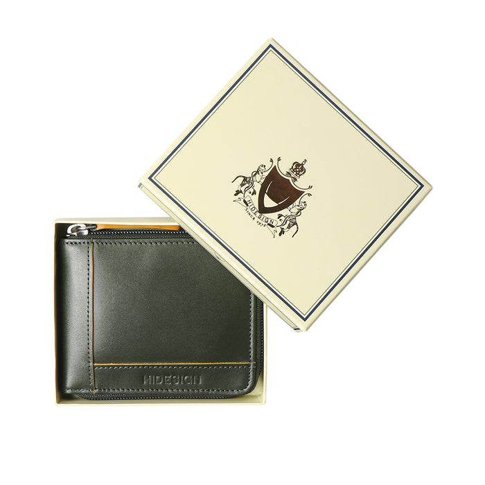 Enzo W3 Green Leather Zip Around Wallet