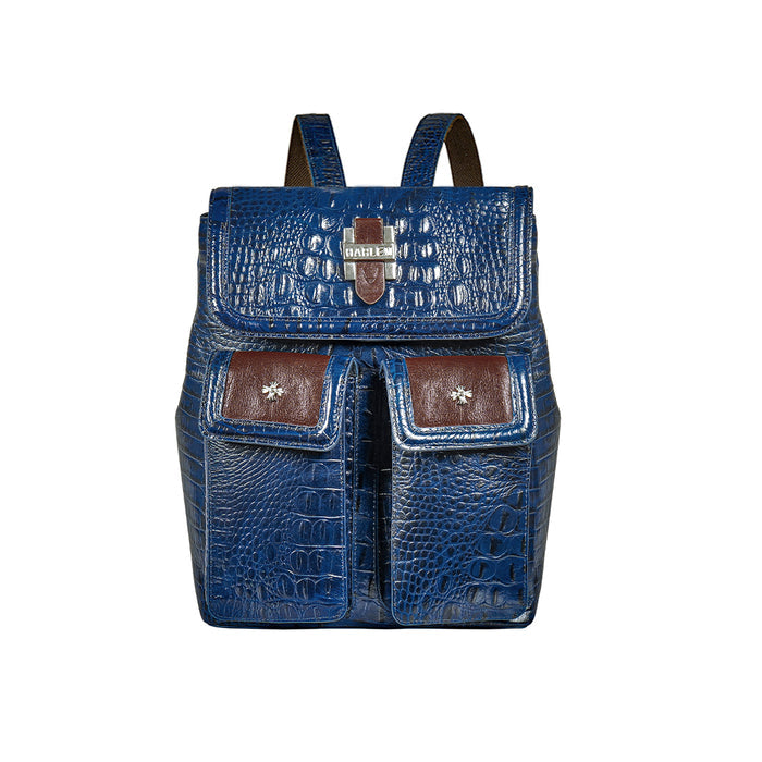 Etta 03 Blue Leather Backpack
