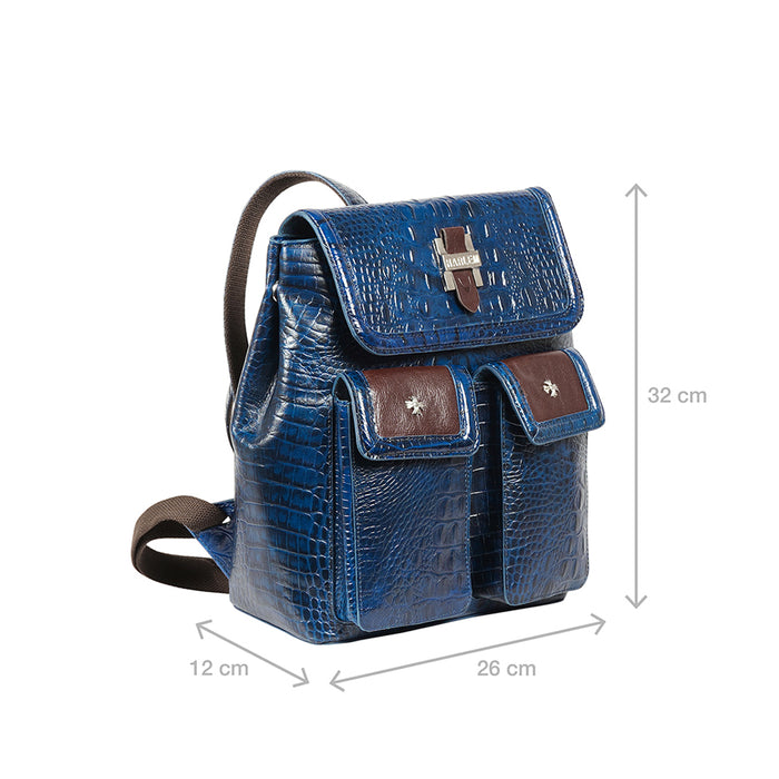Etta 03 Blue Leather Backpack