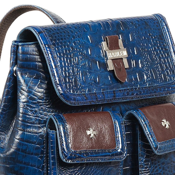 Etta 03 Blue Leather Backpack