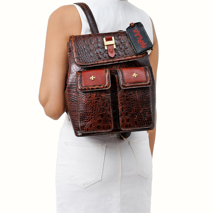 Etta 03 White Leather Backpack