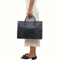 Fiumicino-01 Blue Leather Briefcase