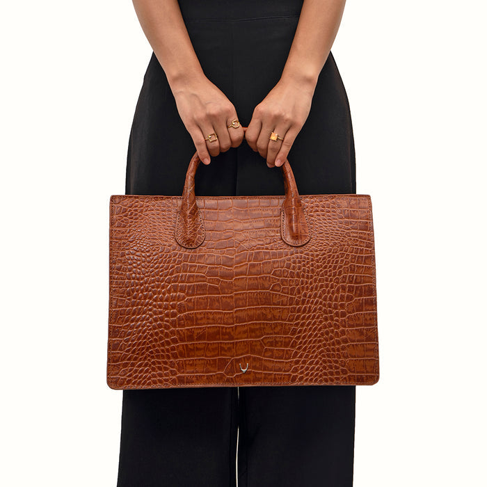 Fiumicino-01 Tan Leather Briefcase