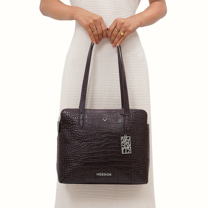 Fiumicino-02 Aubergine Leather Shoulder Bag