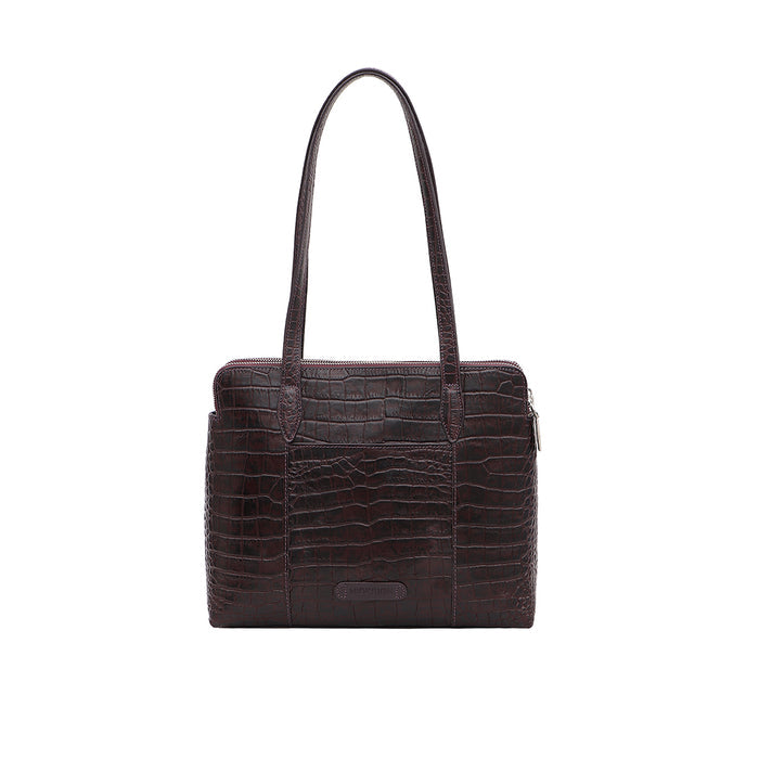 Fiumicino-02 Aubergine Leather Shoulder Bag