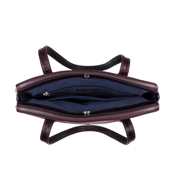 Fiumicino-02 Aubergine Leather Shoulder Bag