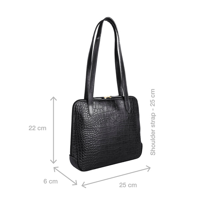 Fl Cindy Black Leather Shoulder Bag