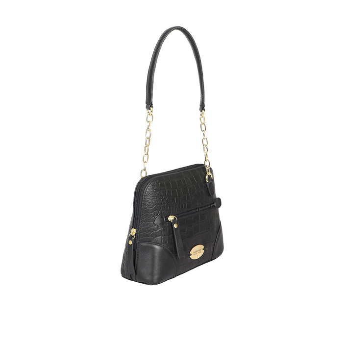 Fl Heidi Black Leather Shoulder Bag