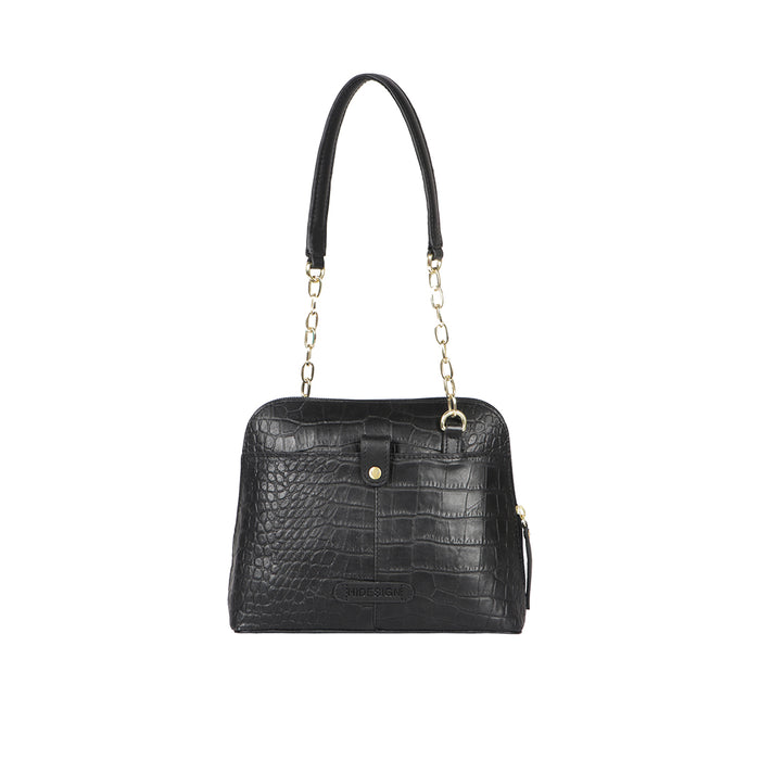Fl Heidi Black Leather Shoulder Bag