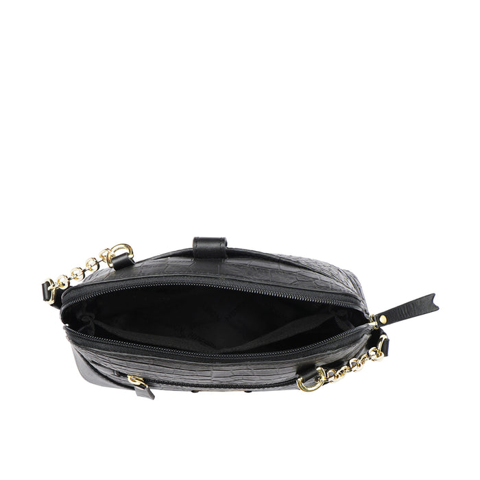Fl Heidi Black Leather Shoulder Bag