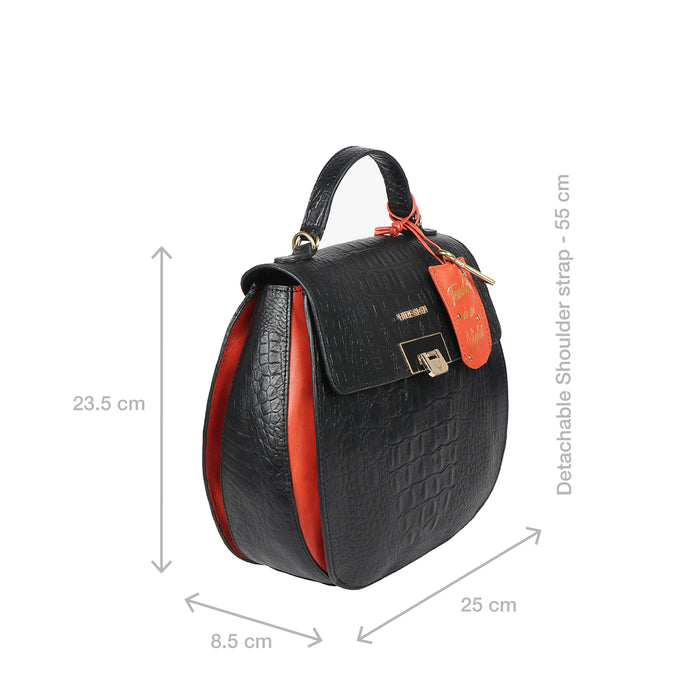 Fling 02 Black Leather Satchel