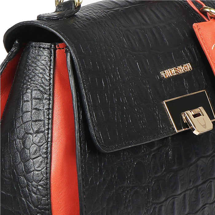 Fling 02 Black Leather Satchel