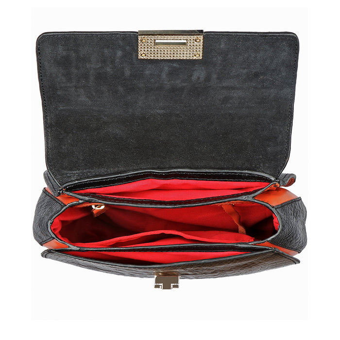 Fling 02 Black Leather Satchel