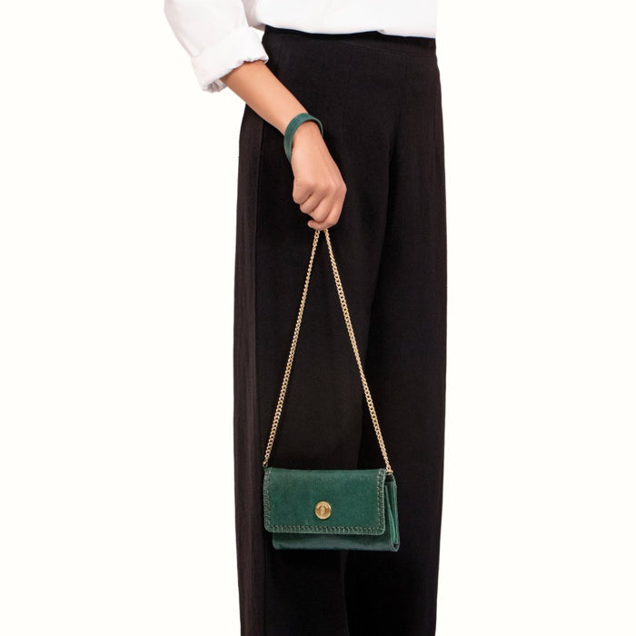 Flourish - W1 Green Leather Sling Wallet