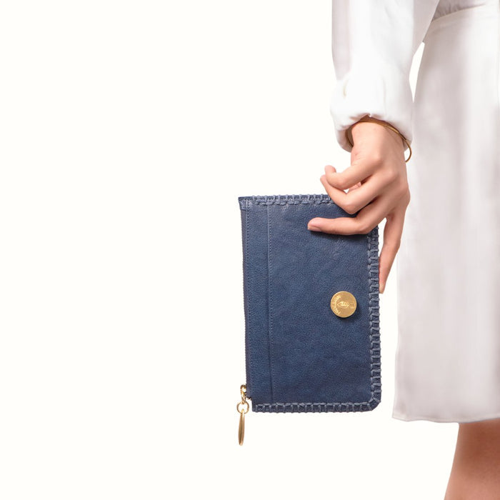 Flourish - W2 Blue Leather Clutch Wallet