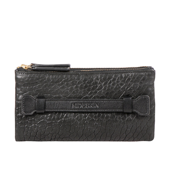 Flower - W1 Black Leather Bi-Fold Wallet