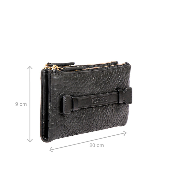 Flower - W1 Black Leather Bi-Fold Wallet