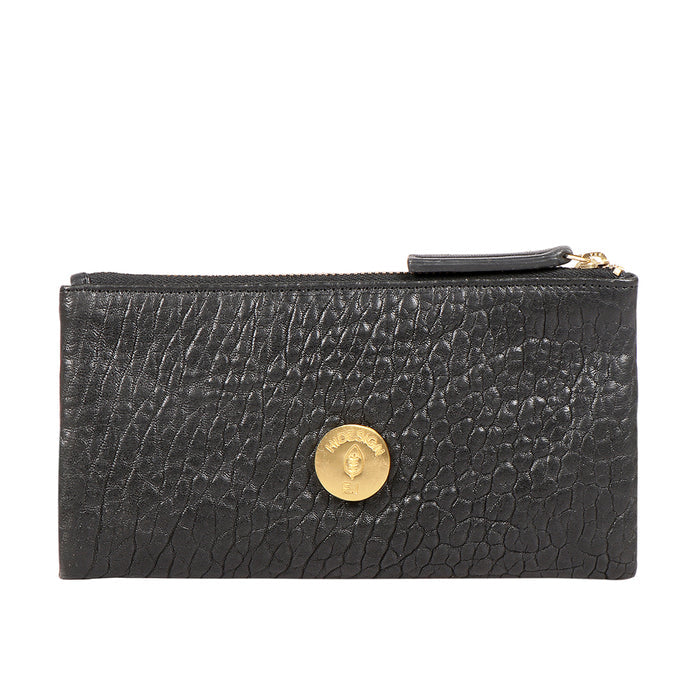 Flower - W1 Black Leather Bi-Fold Wallet