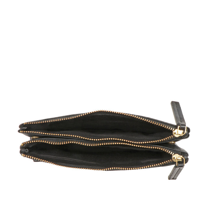 Flower - W1 Black Leather Bi-Fold Wallet