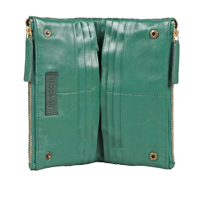 Flower - W1 Green Leather Bi-Fold Wallet