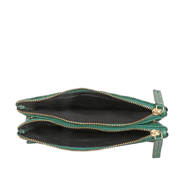 Flower - W1 Green Leather Bi-Fold Wallet