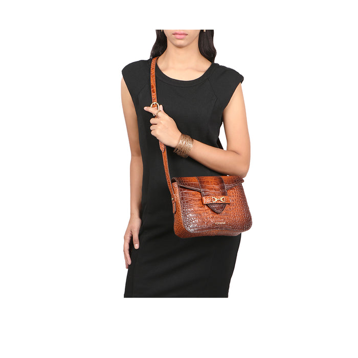 Fontana Orange Leather Sling Bag