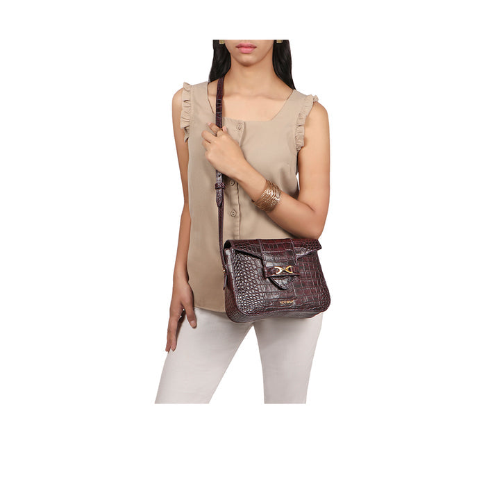 Fontana Purple Leather Sling Bag