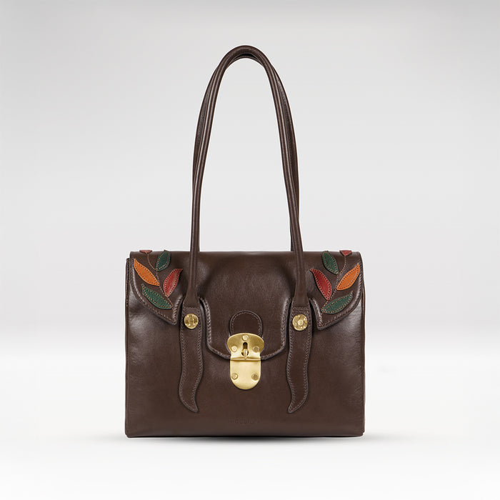 Forest 02 Brown Leather Tote Bag